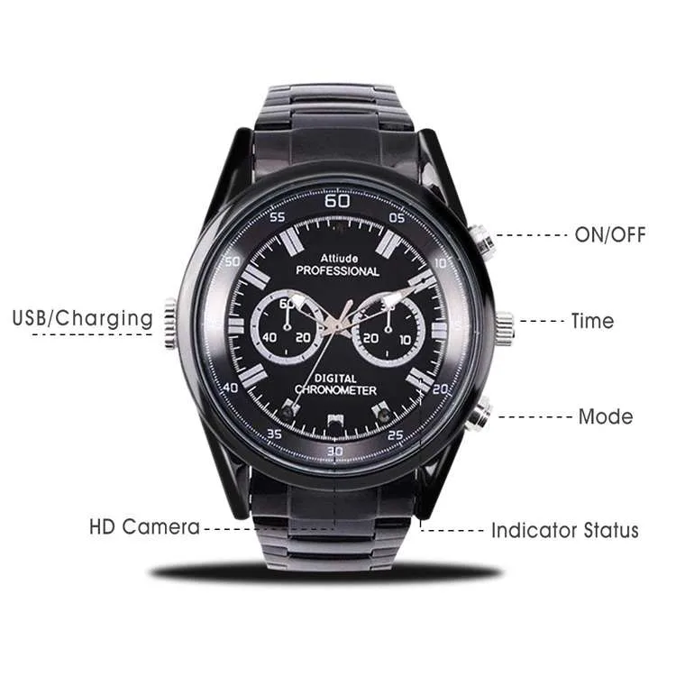 Full HD 1080P Night Vision Analog Spy Watch Camera Slim Body